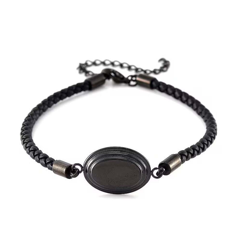 Cerruti 1881 Vincenzo Style Black Leather and Stainless Steel Bracelet